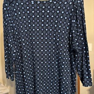 Style & Co. Dark Blue Circle Pattern Long Sleeve Top